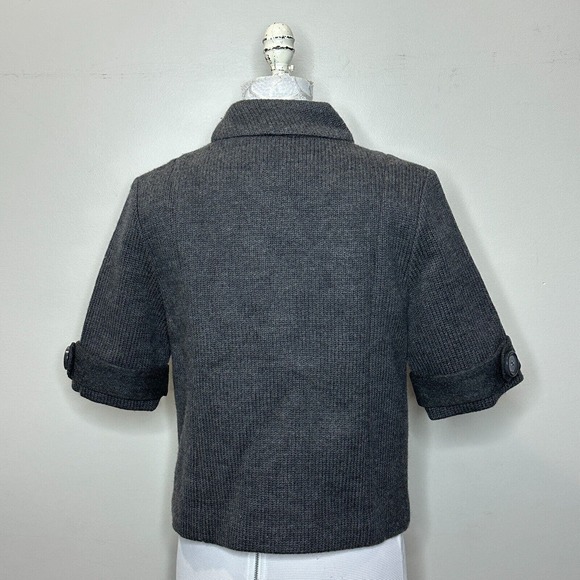 Susana Monaco Wool Double Breasted Cropped Coat Knitted Short Sleeves Small NWOT - Picture 3 of 11